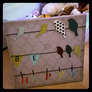 Be Happy Decor Sign with Birds